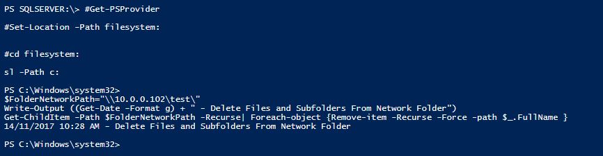powershell unc area not found