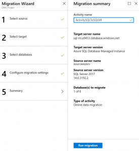 Azure SQL Managed Instance / Database Migration Service (DMS) / Online ...