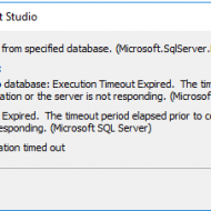 SQL Server / BACPAC / Could not extract package from specified database – The wait operation timed out